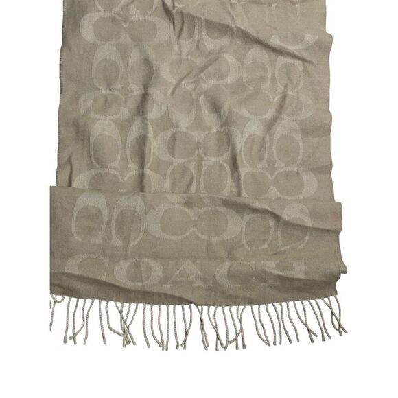Coach Reversible Monogrammed Scarf Neutral Oversized - Picture 3 of 4